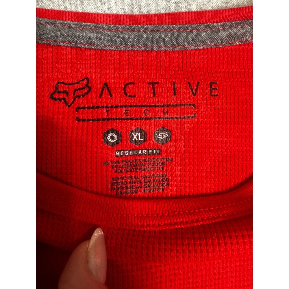 Fox Racing Active Tech Thermal‎ Shirt Mens XL Red Long Sleeve Waffle Knit Logo - Picture 5 of 10